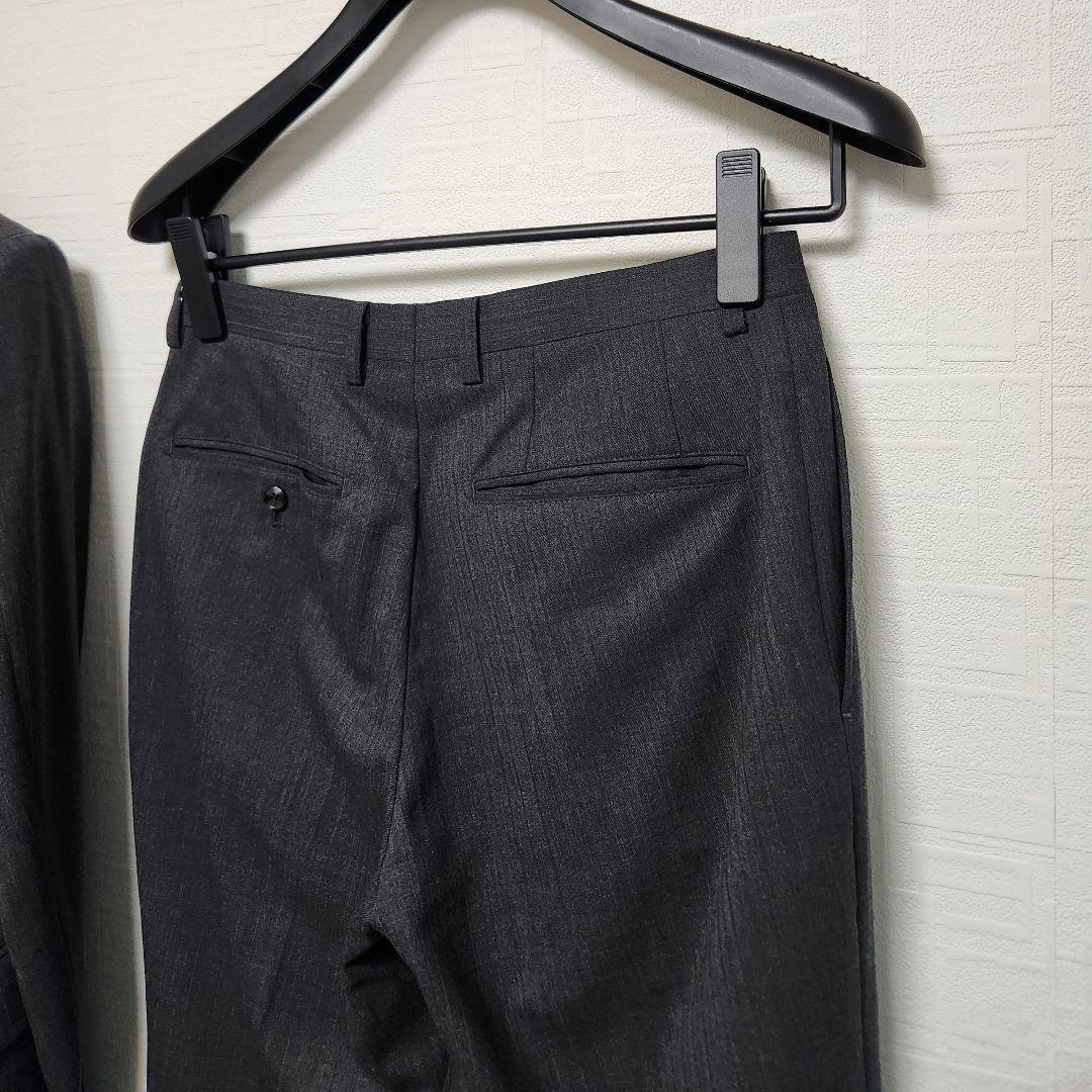 リスペクトネロ　メンズ　スーツ　スリーピース　グレー　ストライプ　細身　ウール混