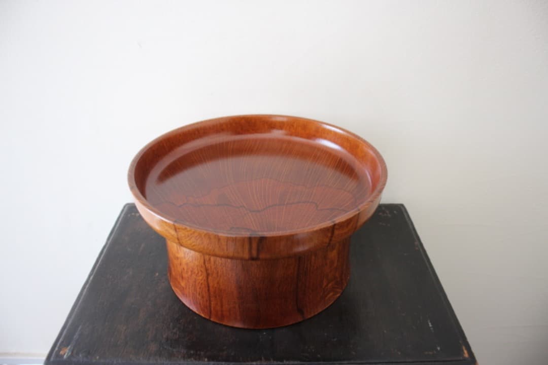 木地師　工房千樹　佐竹康宏作　ロクロ挽き　木製　台付２３cm皿