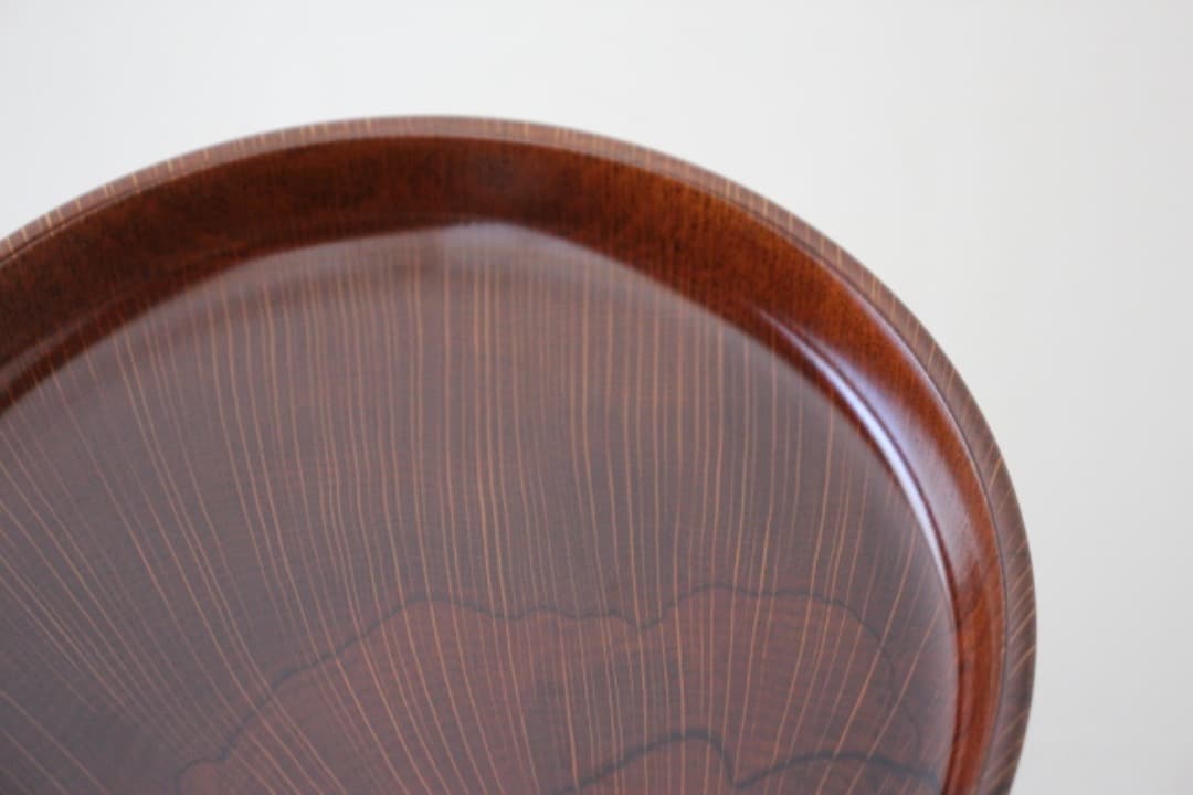 木地師　工房千樹　佐竹康宏作　ロクロ挽き　木製　台付２３cm皿
