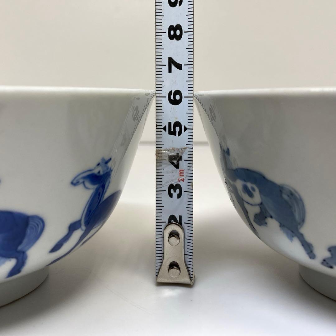 中国清時代 岩深珍蔵 新渡青花 馬図鉢 2客 東キ7-1230☆2Fトヒニ