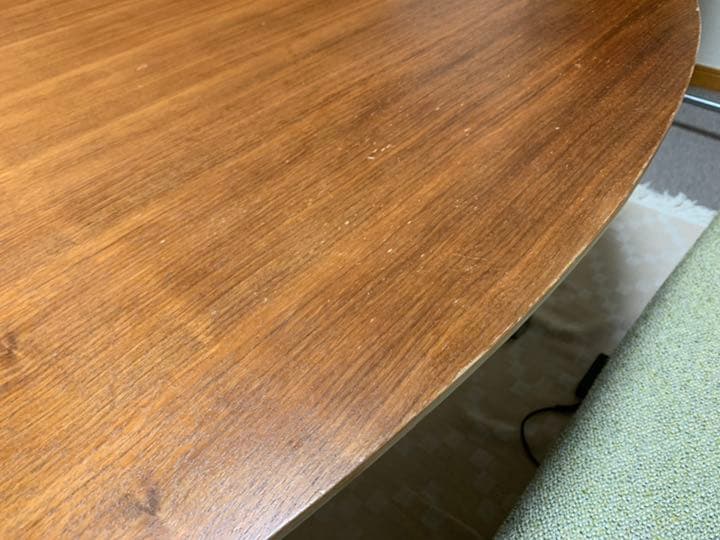 estic SPIGA X-LIFT 楕円タマゴ型昇降テーブル無垢張り合わせ