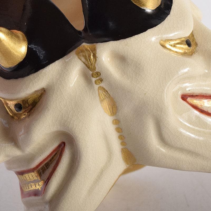 茶道具　京焼　紫翠窯　西村徳泉造　色絵　般若蓋置　共布共箱　V　8097