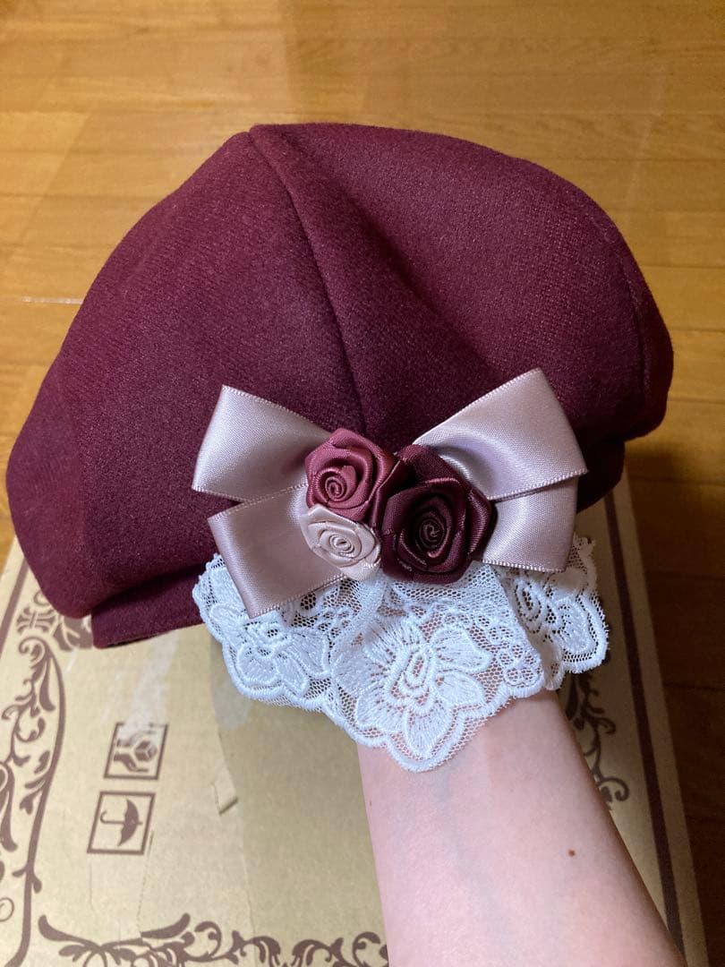 axes femme 巻きバラブローチ付きベレー 新品 ベレー帽 3色セット♡