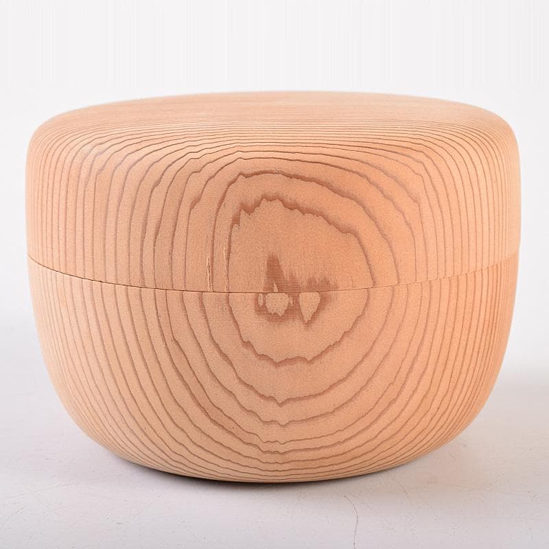 茶道具　井波彫刻　岩倉勘宰作　天然記念物毘沙門杉　平棗　共箱　M　R8065