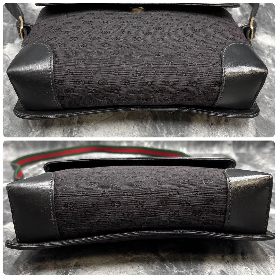 ✨美品✨GUCCI GG シェリーライン ショルダーバッグ ブラック ロゴ
