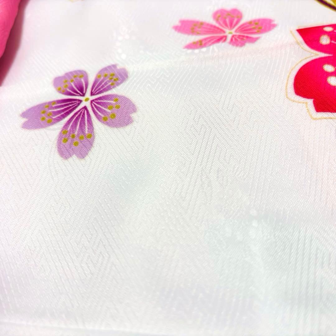 【新品未使用】新柄現代物 お宮参り 産着 合繊 洗える着物 祝着 白 ピンク