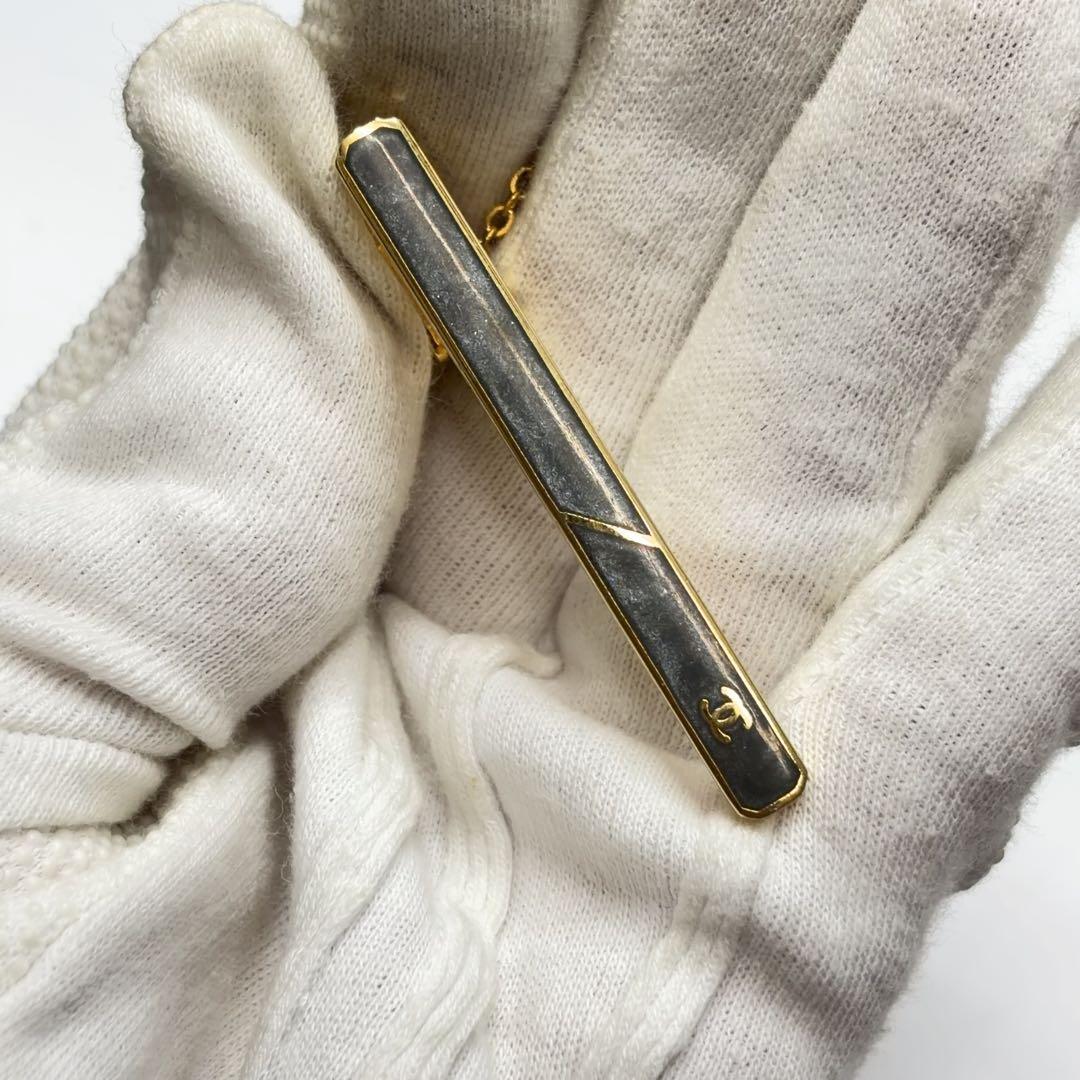 CHANEL ネクタイピン ヴィンテージ 24KGF ココマーク グレー系