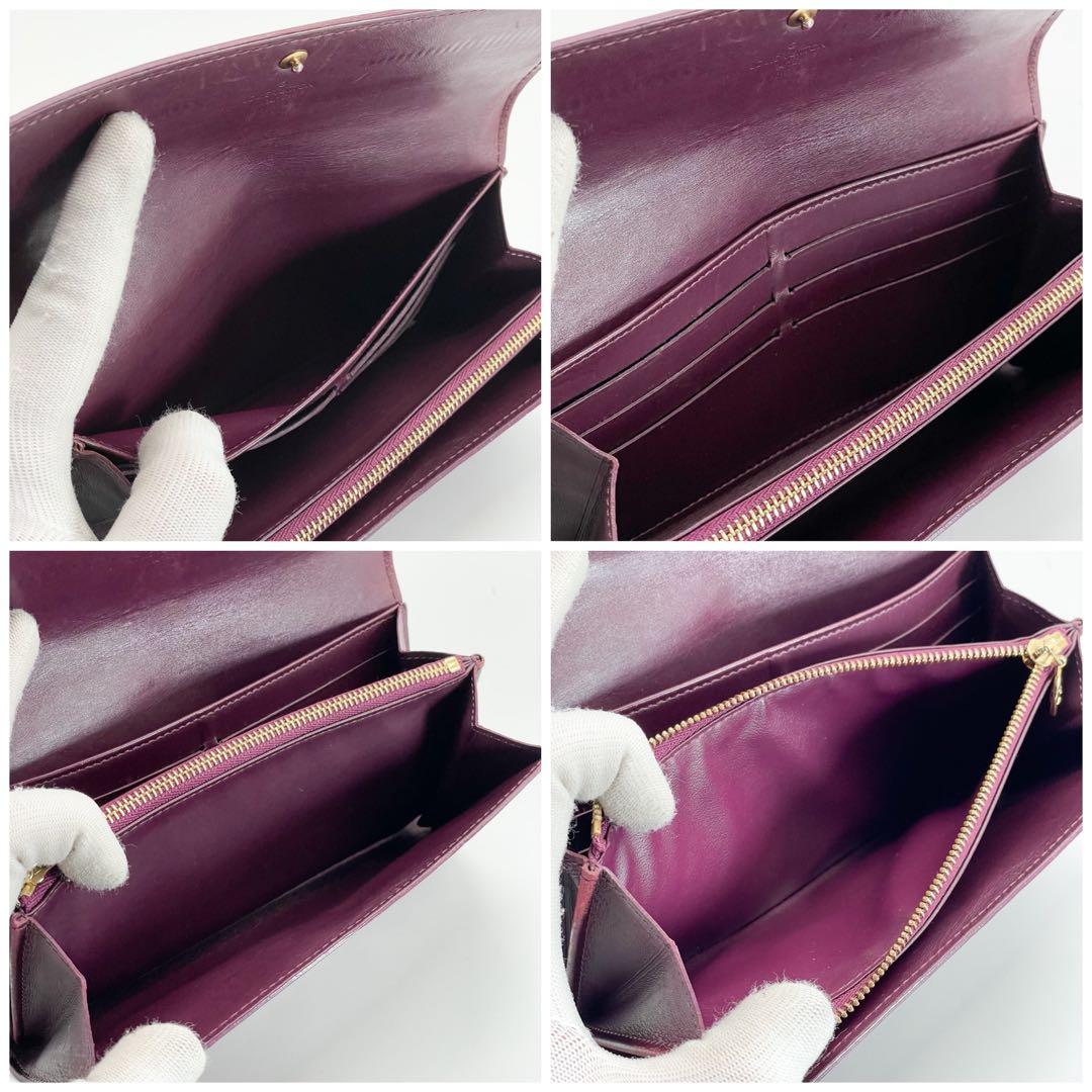 ルイヴィトン　ポルトフォイユ　サラ　ヴェルニ　モノグラム　パープル　長財布