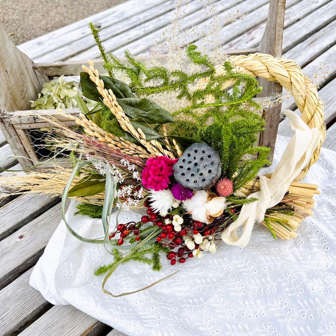 向き4種類　スワッグになるしめ縄　しめ縄スワッグ　しめ縄リース