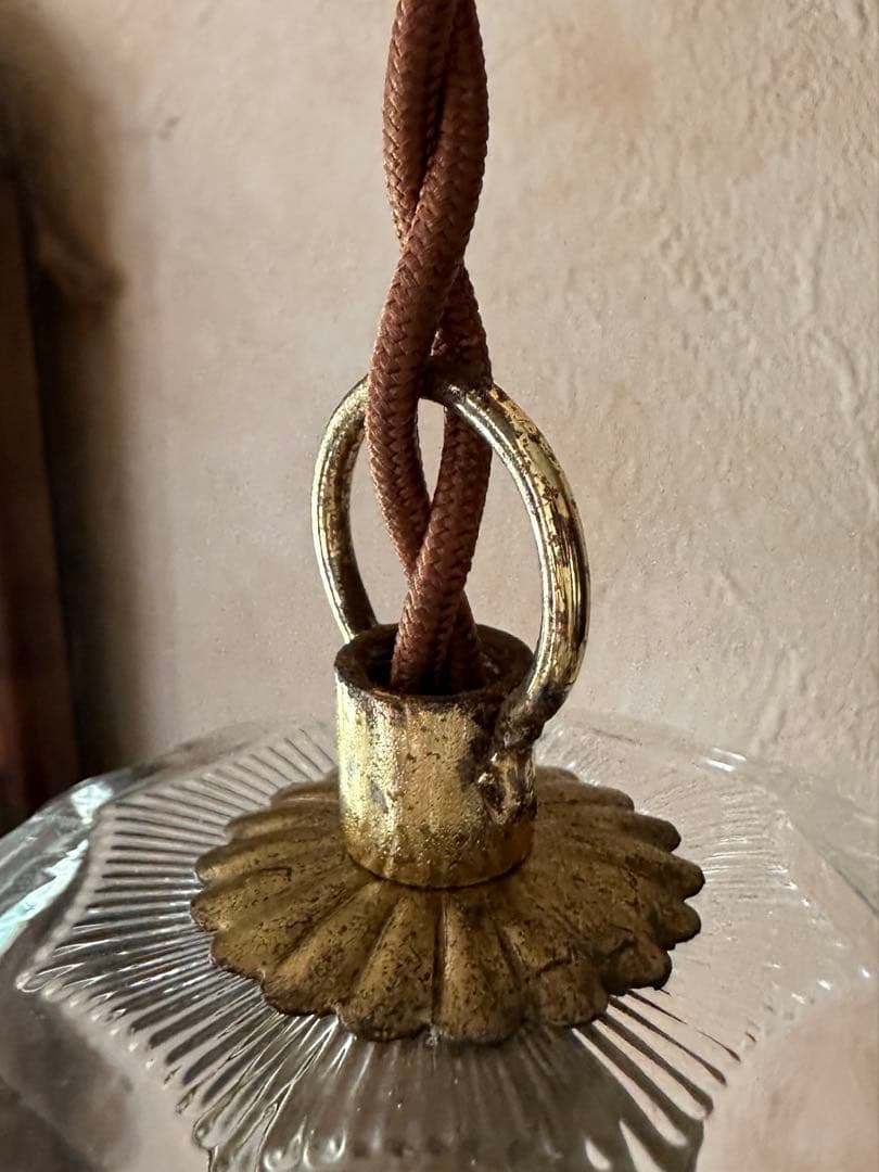 20's フランス アンティーク ピンクムラーノガラスの可愛いミニシャンデリア＊