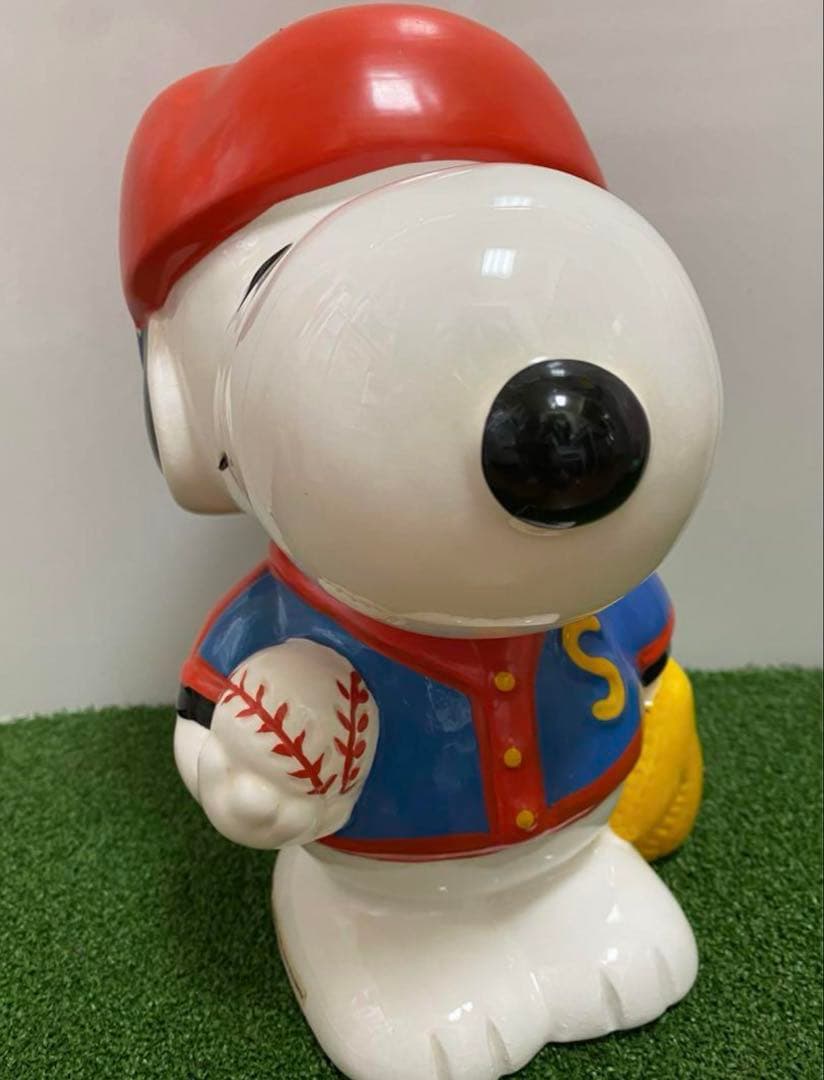 スヌーピー貯金箱陶器　大サイズ　置物　インテリア　野球フィギュア2点セット