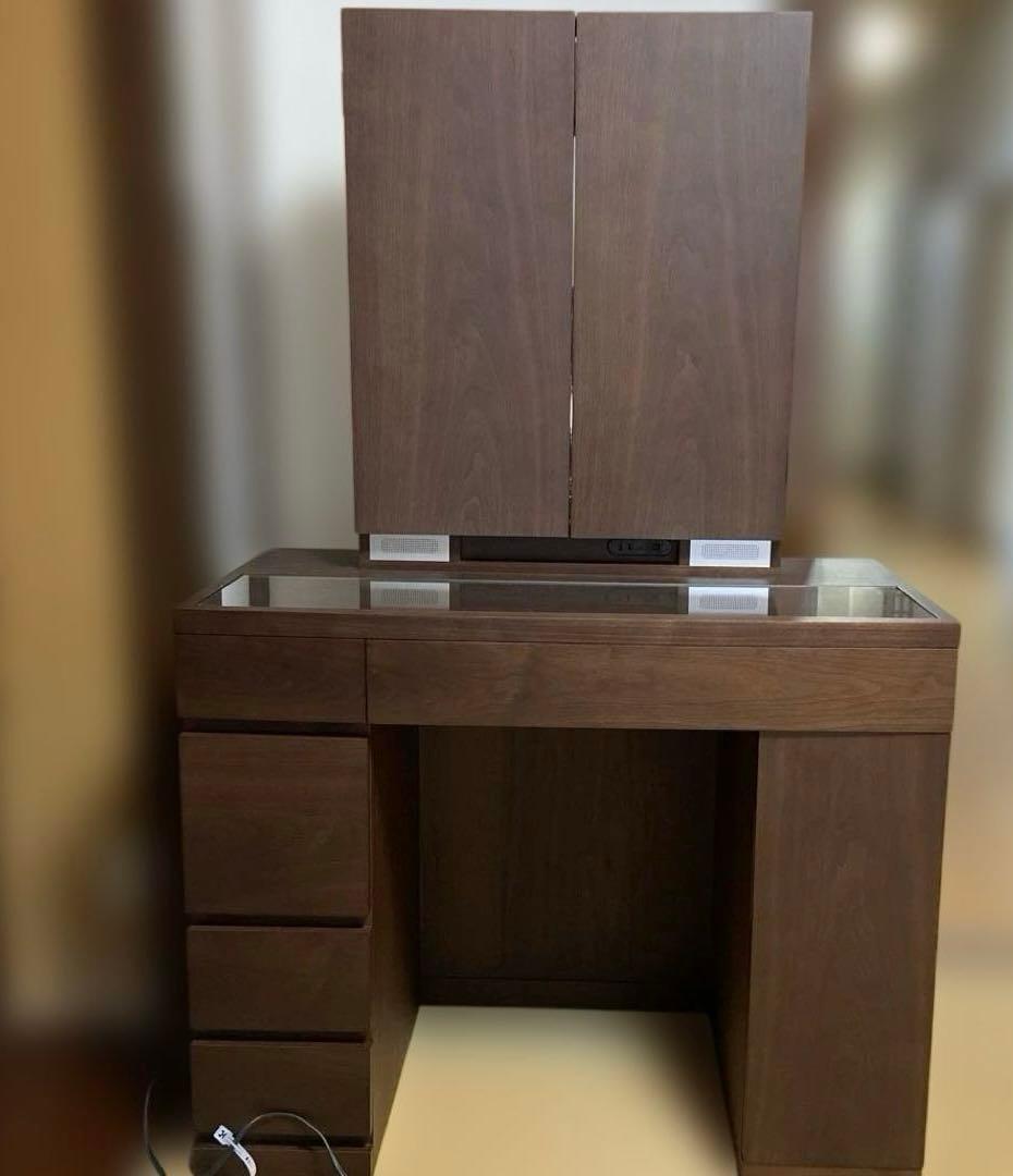 ダークブラウン木製ドレッサー 三面鏡　女優鏡