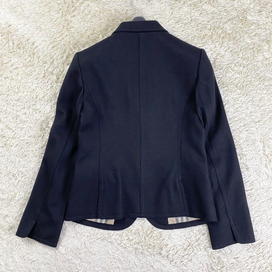 【美品】バーバリー アンゴラ混 テーラードジャケット ノバチェック 40 黒