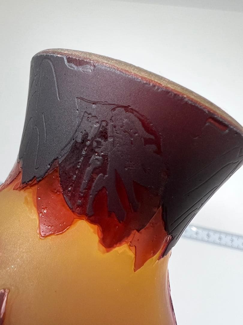 エミール・ガレ　酸化腐食彫花入　高さ13㎝ 東K8-0131☆1F タトサ