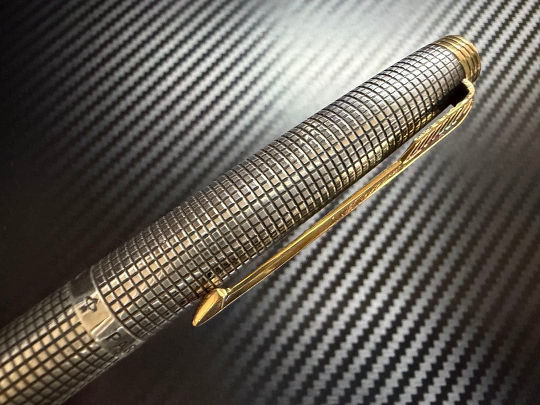 極美品 パーカー フラットトップ 75 65 F 万年筆 スターリングシルバー