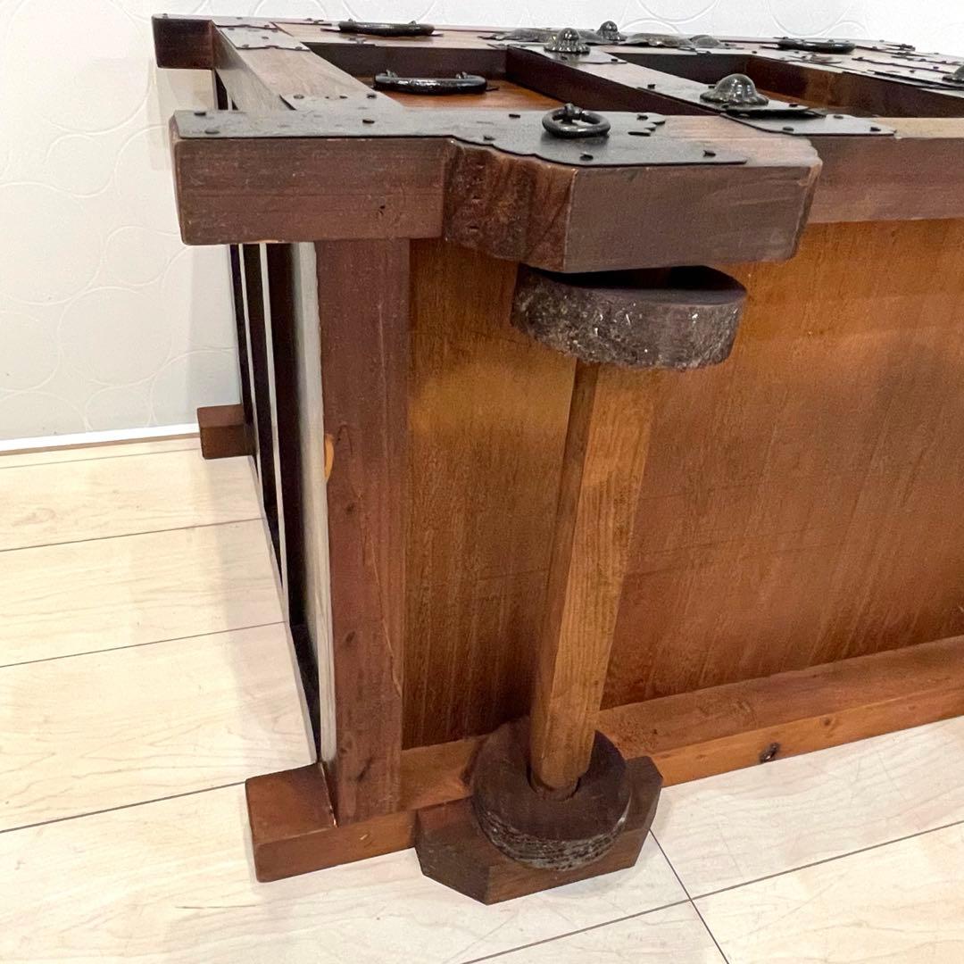 【希少】時代箪笥 車箪笥 和箪笥 龍金具 無垢材 民芸家具 レトロ アンティーク