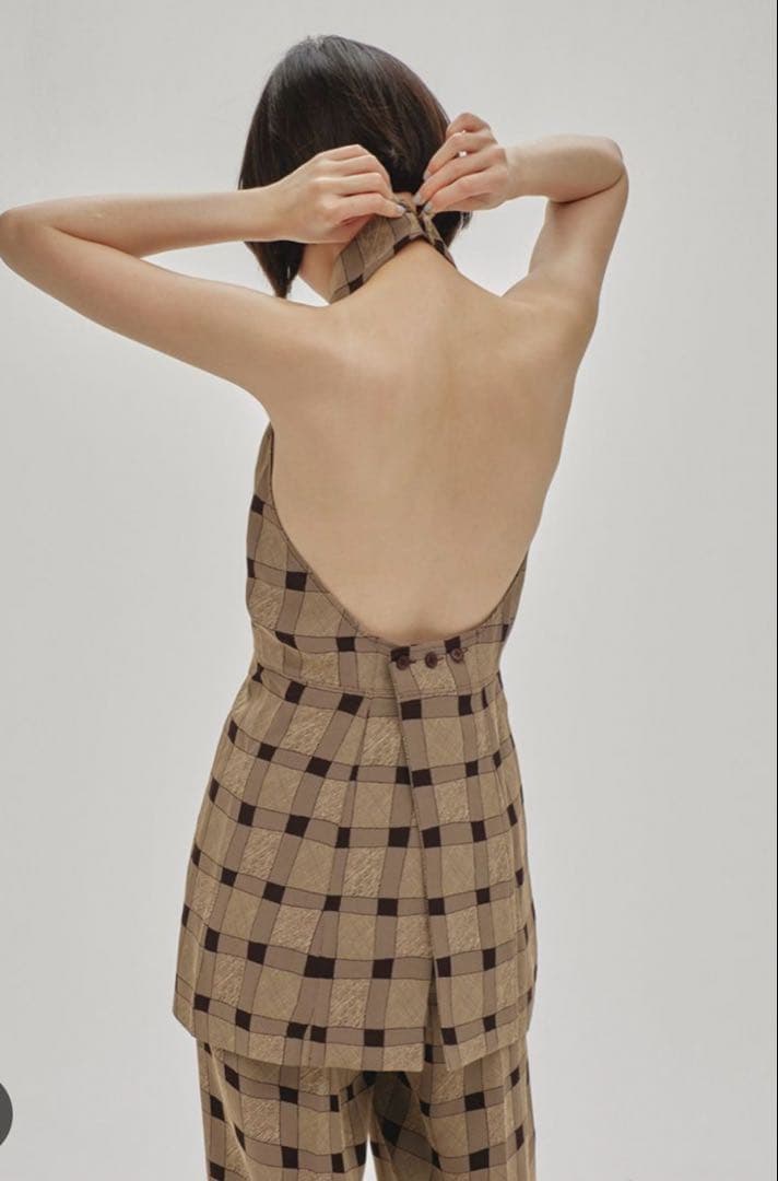 トップス TODAYFUL Halterneck Checkjacquard Tops