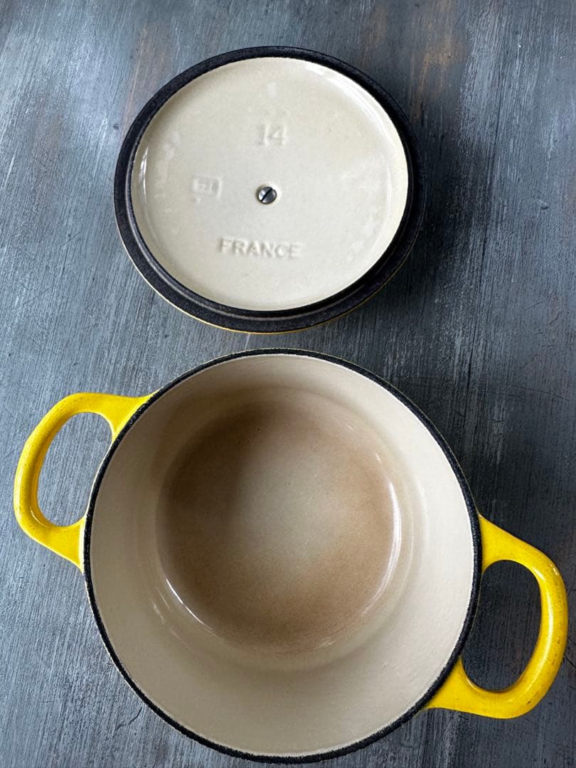 貴重【14cm】ル・クルーゼ　ココット・ロンド 1人前用 イエロー