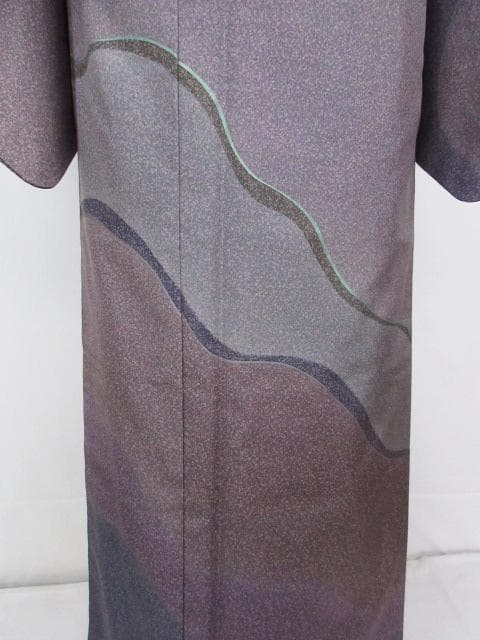 未着用に近い！本場縞大島紬＊寿紬工場＊たたき染め＊訪問着＊横幅大＊１６５ｃｍ