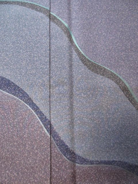 未着用に近い！本場縞大島紬＊寿紬工場＊たたき染め＊訪問着＊横幅大＊１６５ｃｍ