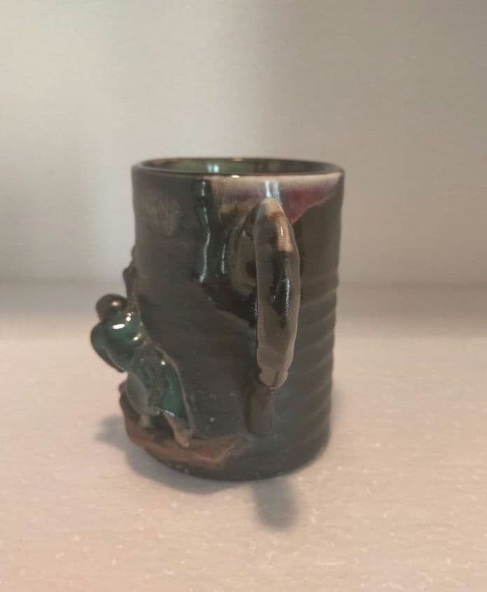 希少 里帰り 隅田焼 井上良斎 高浮彫 カップ アンティーク