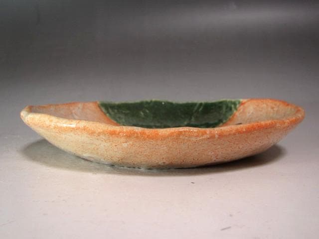 ★　北大路魯山人　織部蟹絵平向　温かみある一品です★x598