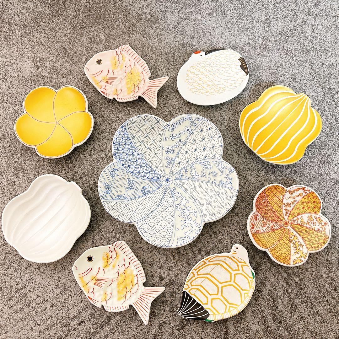 有田焼　幸楽窯　錦金松葉形前菜皿×6特別セット　15点セット