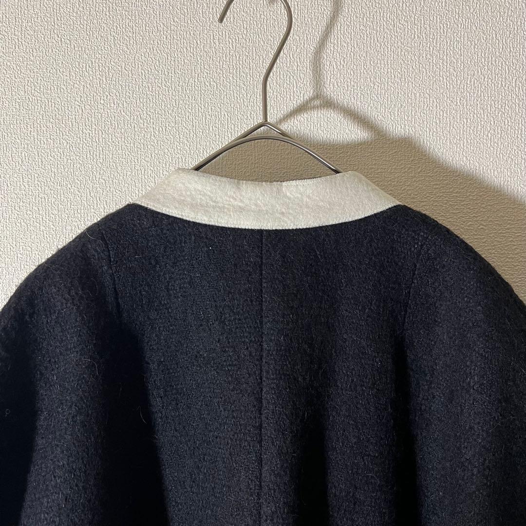 ドリスヴァンノッテン ツイード ポンチョ ジャケット ベルギー製　ネイビー M