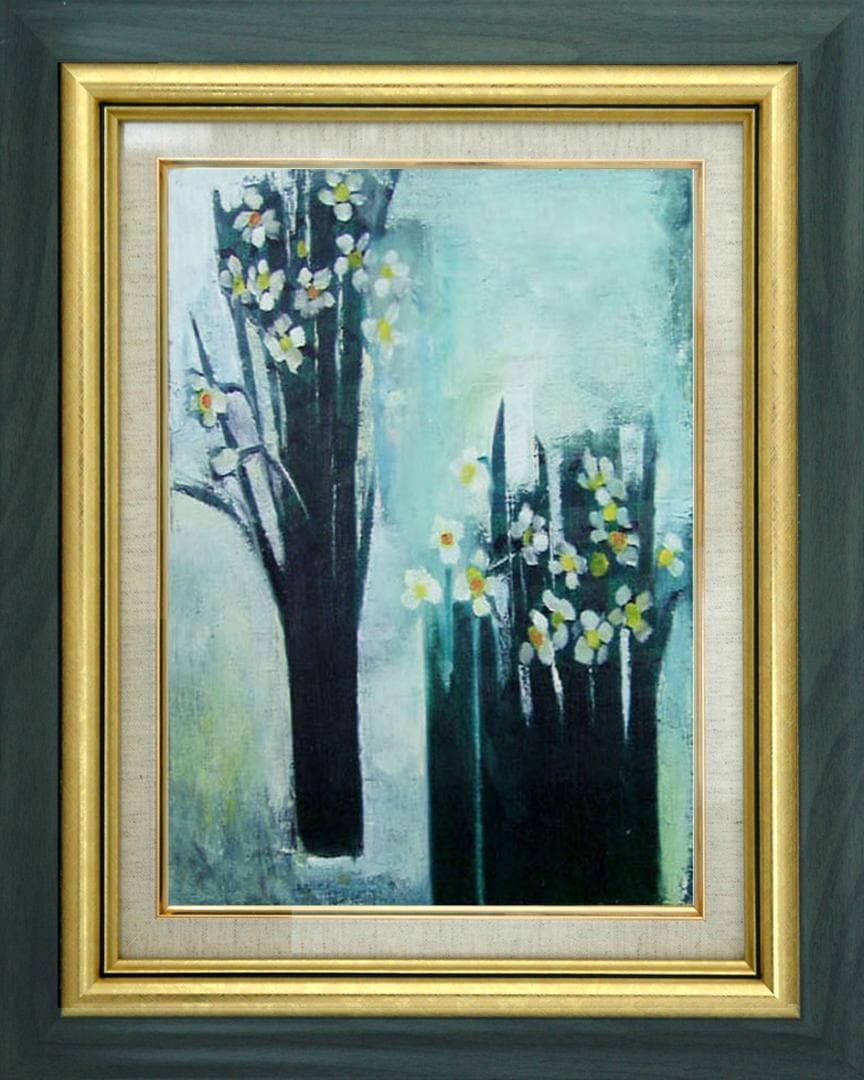 油絵 菅家令子 絵 絵画 インテリア 額付 (黒) F6-182023 花