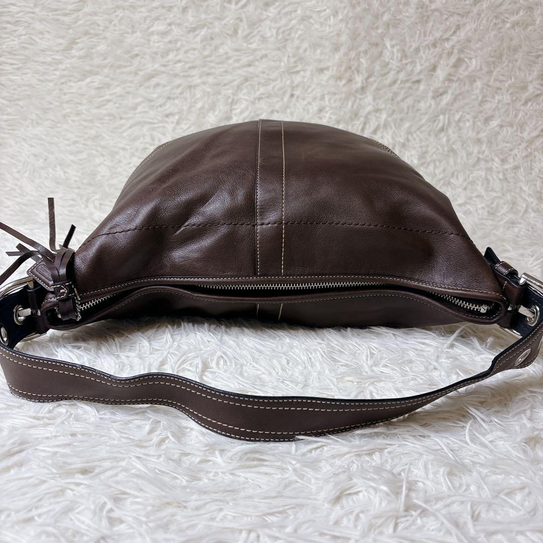 COACH ワンショルダーバッグ ホーボー ハーフムーン タッセル ブラウン