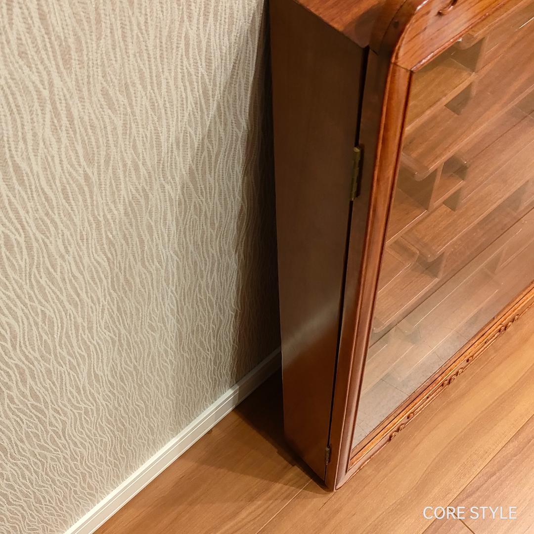 唐木家具　コレクションケース　鏡　壁掛け　アンティーク　A4