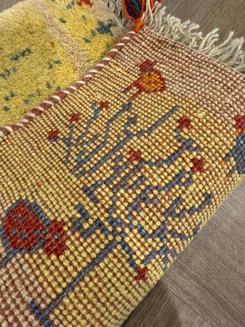 ギャッベ 82x57cm ペルシャ絨毯 手織り ギャベ 玄関マットラグ 絨毯