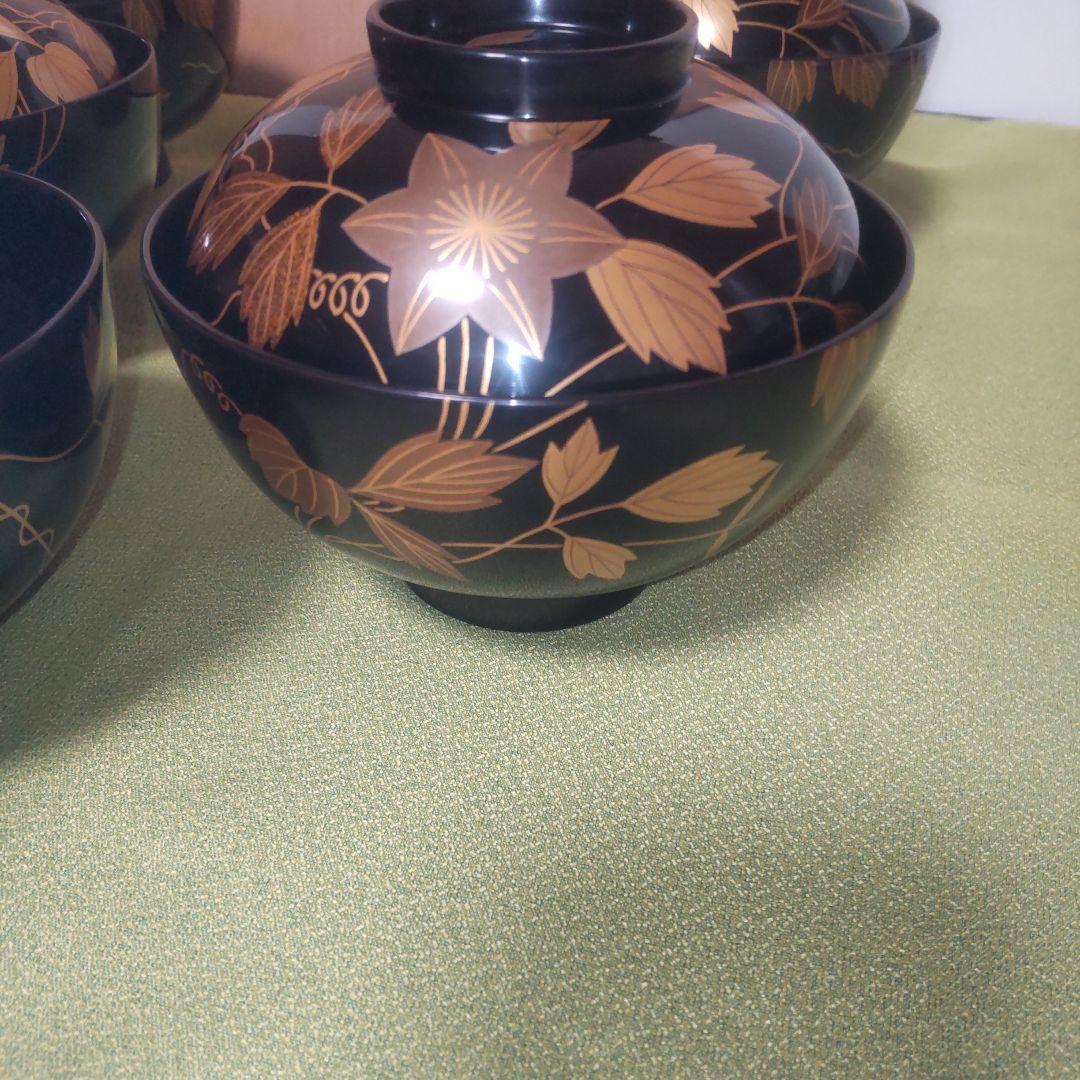 輪島塗 吸い物椀 鉄線 蒔絵 前田定治郎謹製 椀 蓋付 御椀