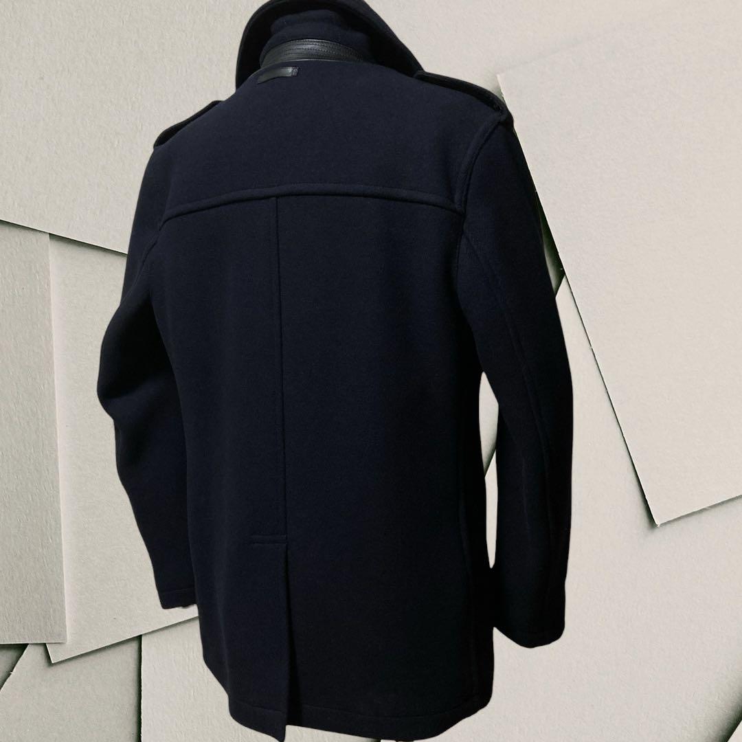 未使用級 超美品 COACH コーチ ウール Pコート レザー ビジネスコート