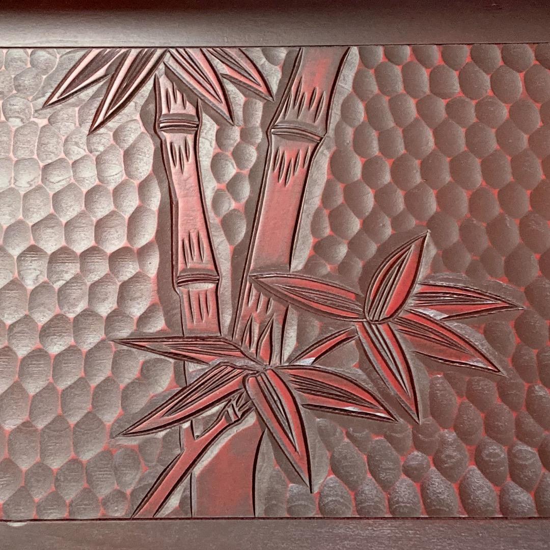 【鎌倉彫】竹模様の衣裳盆 大小2個組