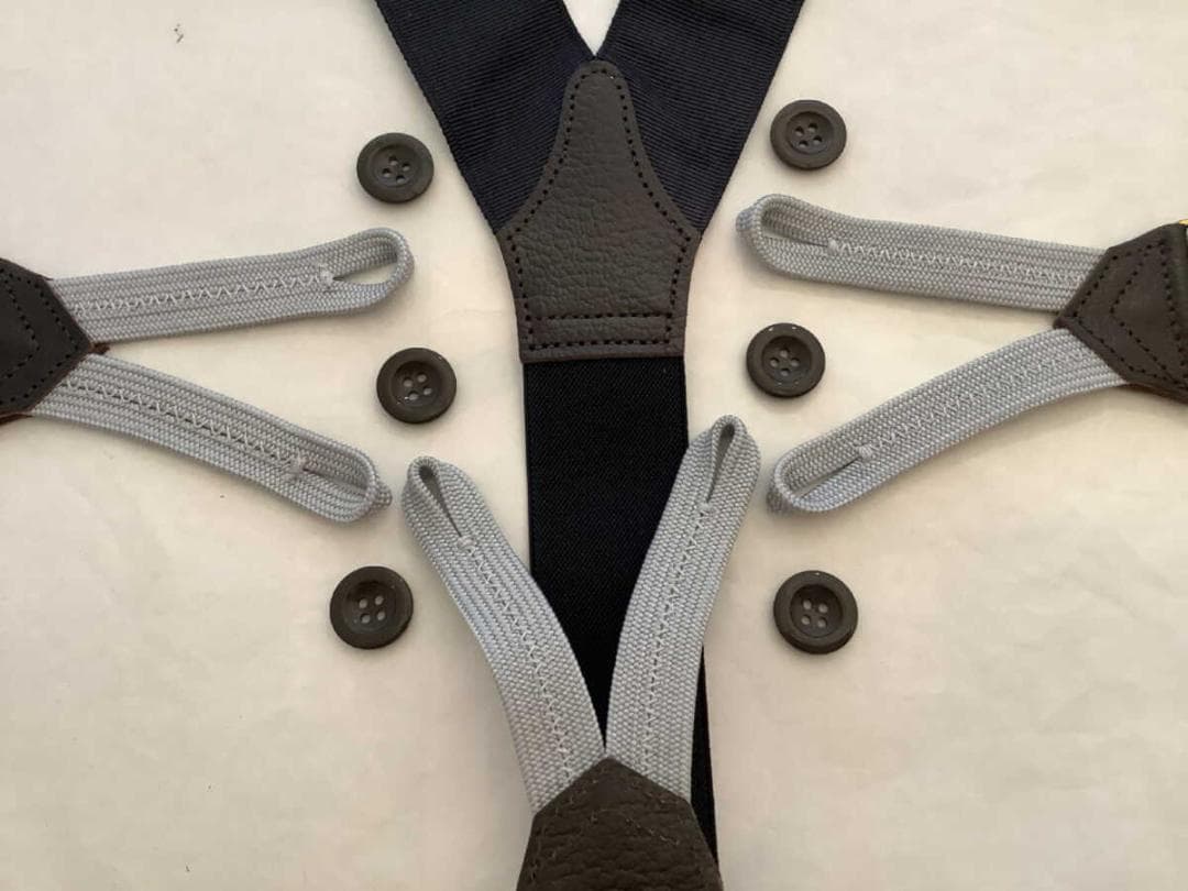 サスペンダー英国製アルバートサーストン6ボタン留モアレBKGDGY B311