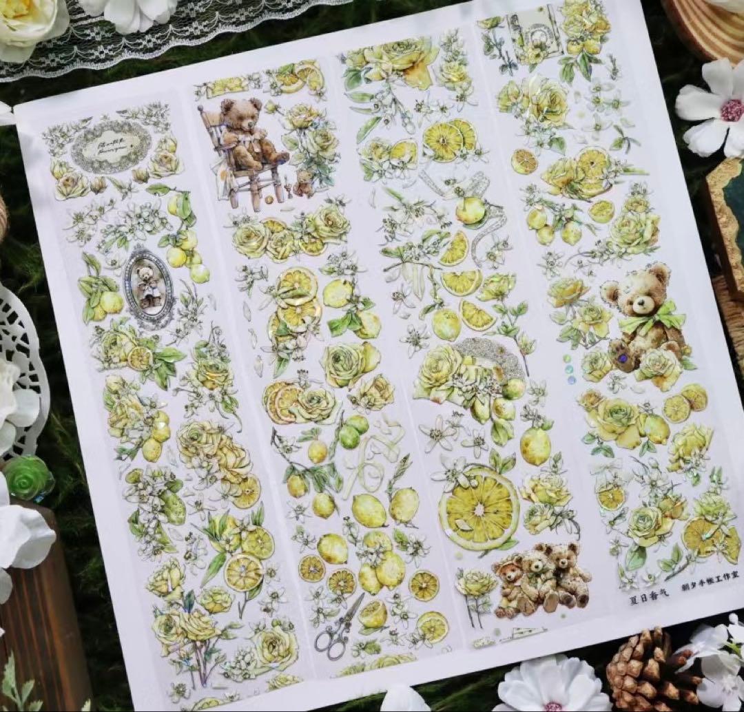 海外マスキングテープ巻売り 夏日香気 テディベア 人物マスキングテープ825