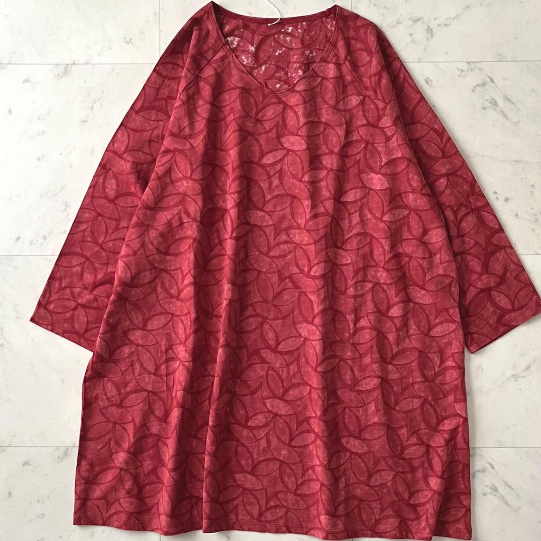定価3万＊タグ付未使用 ババグーリ コットンリネンチュニックワンピース M 総柄
