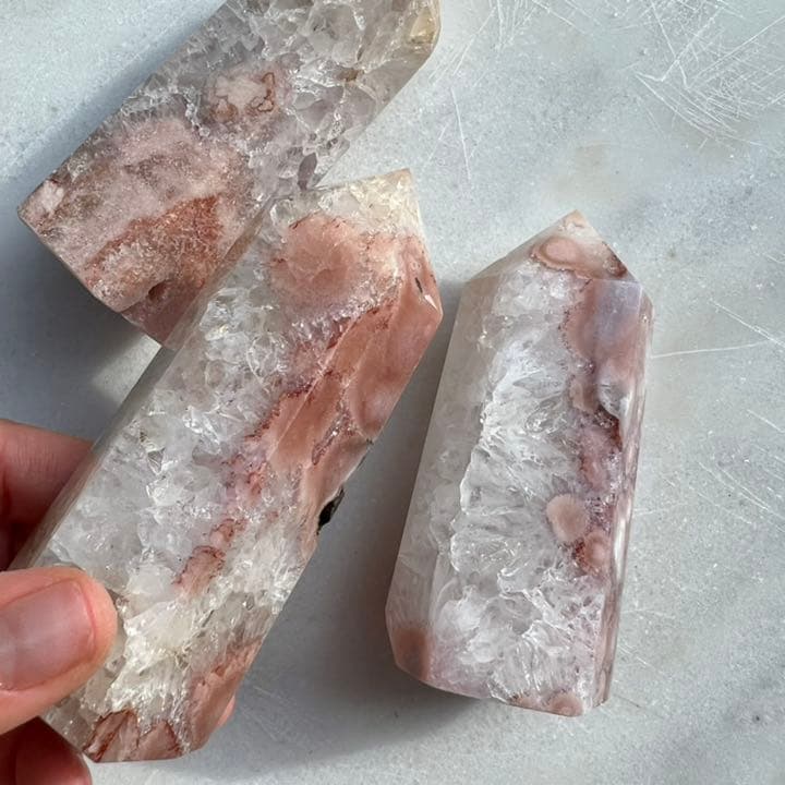 クリアピンクアメジストフラワーアゲート 3P