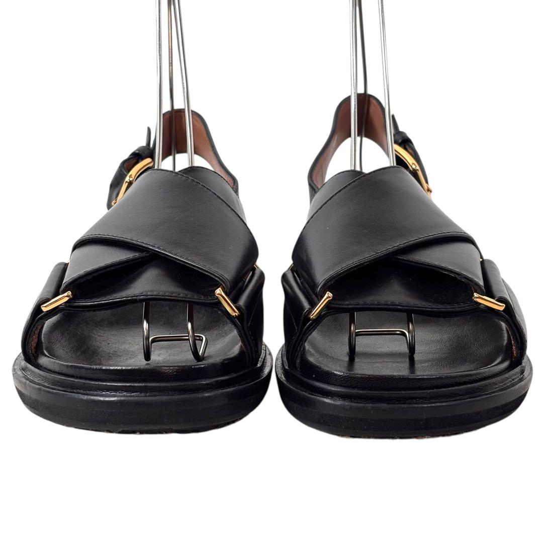 マルニ MARNI 36 23 フスベットサンダル クロスベルト ブラック 黒