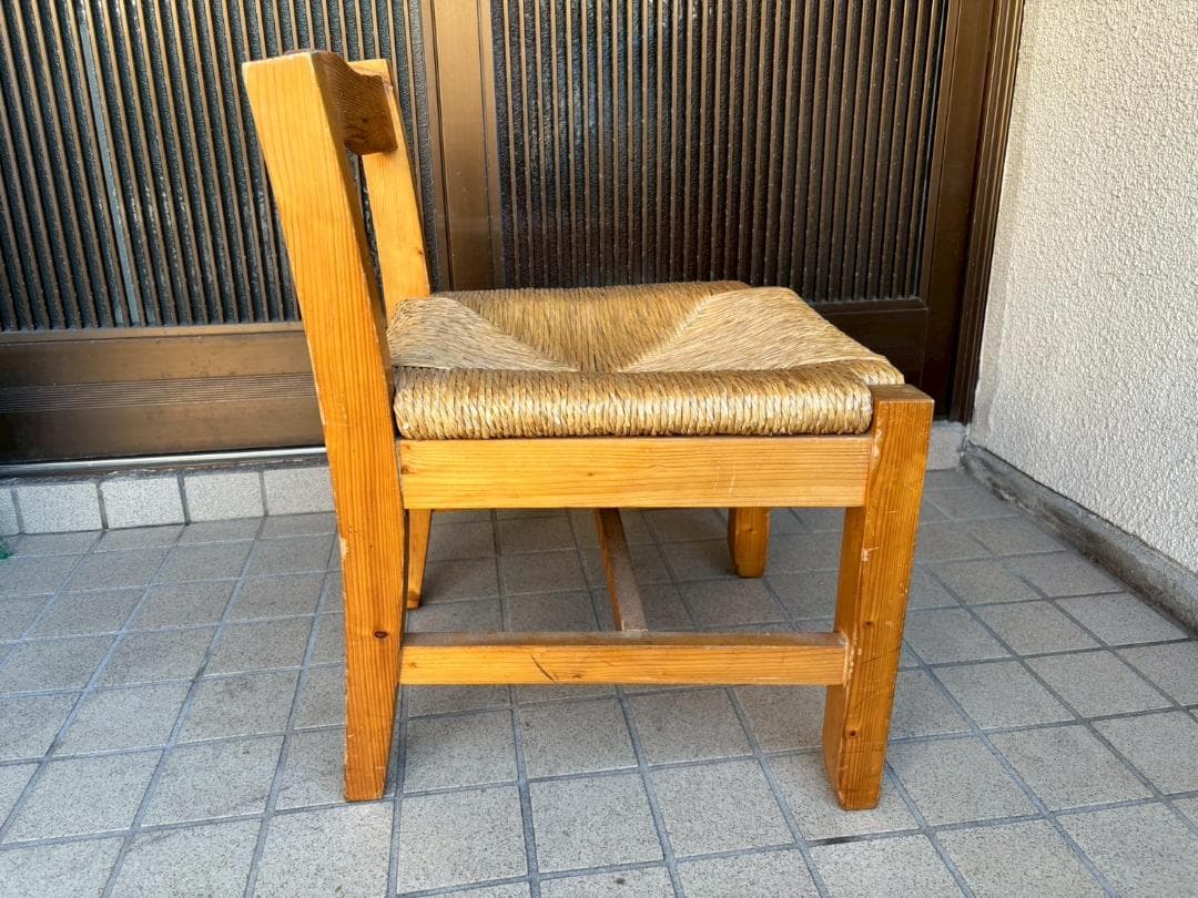 ②　ヴィンテージ　木製　ラッシュシート　ラタン　ダイニングチェア　インテリア