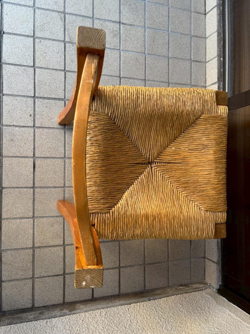 ②　ヴィンテージ　木製　ラッシュシート　ラタン　ダイニングチェア　インテリア