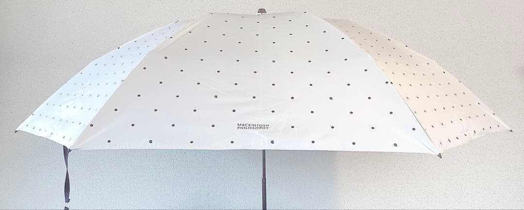 新品★マッキントッシュフィロソフィー★ドットゴースト晴雨兼用折りたたみ日傘★傘白