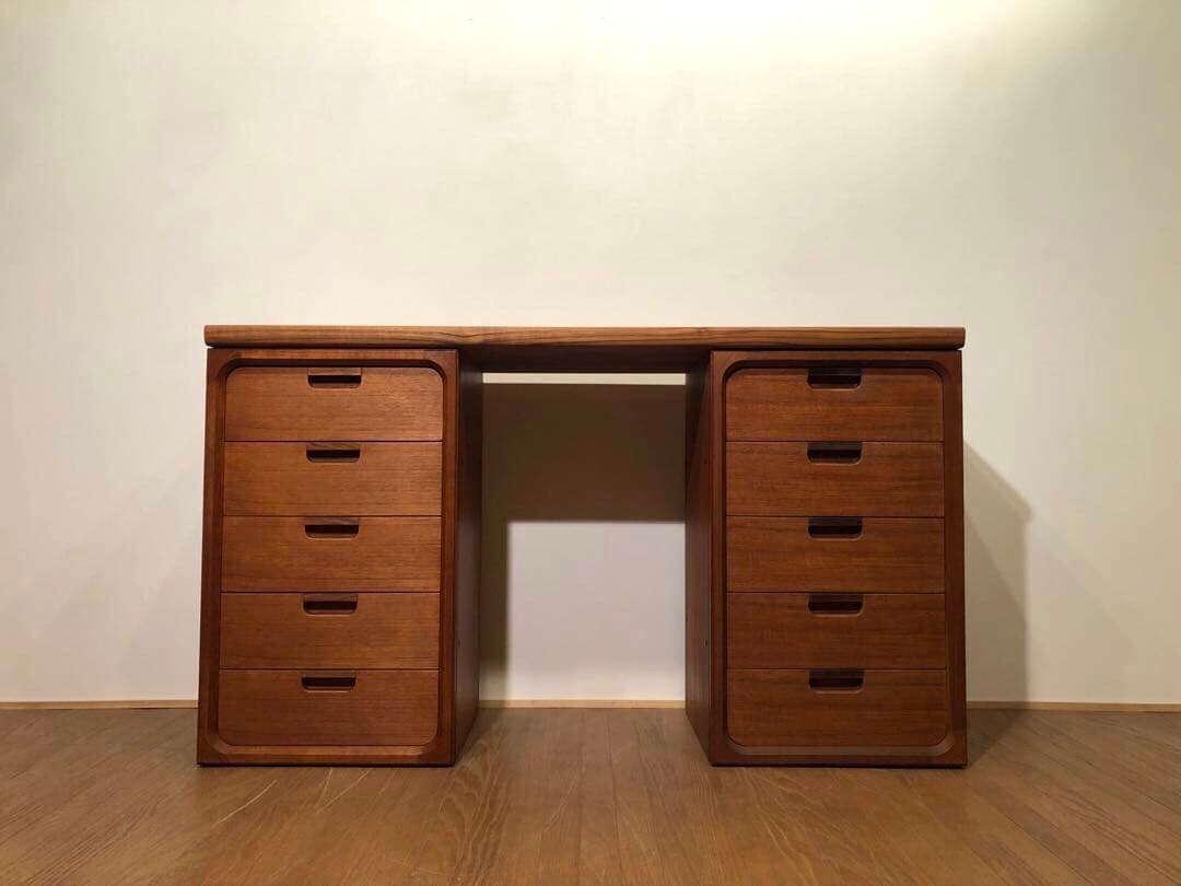 希少 ヴィンテージ 日田工芸社製 マキシム ユニットデスク 机 チーク無垢材天板