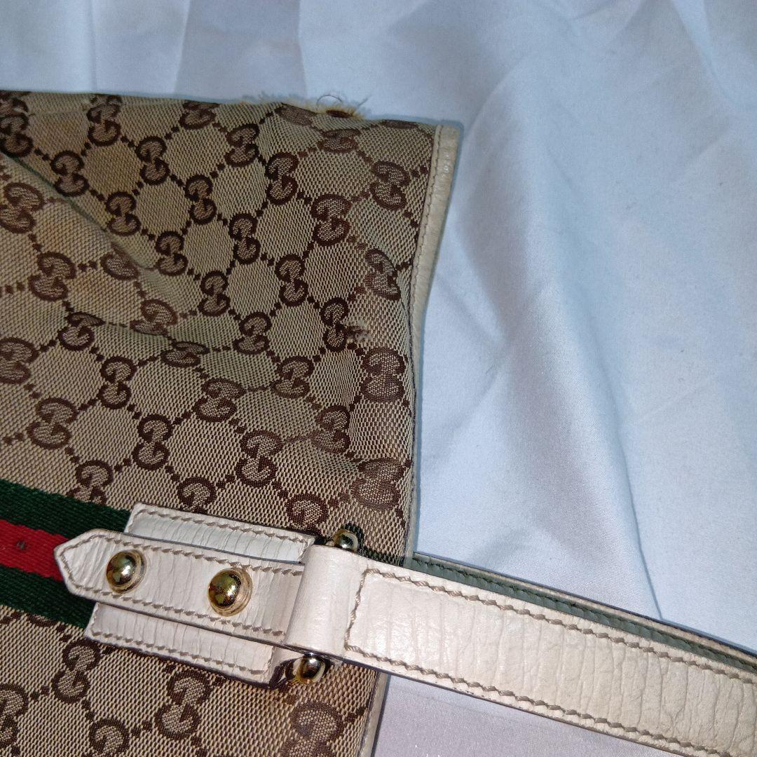 GUCCI　グッチ　シェリー　gg　キャンバス　レザー　トートバッグ