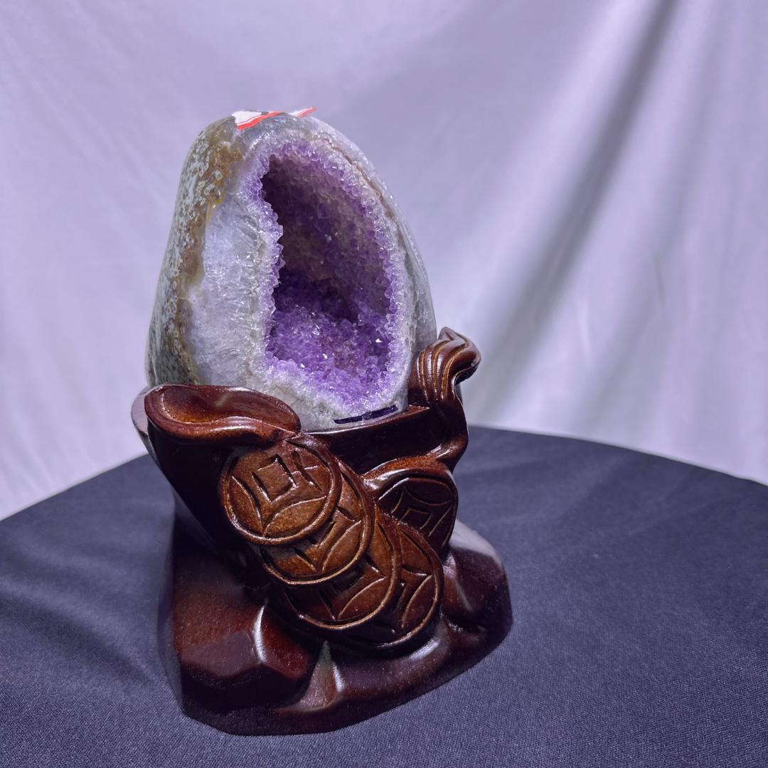 ウルグアイ産 アメジスト ドラゴンエッグ 原石 置物D.61
