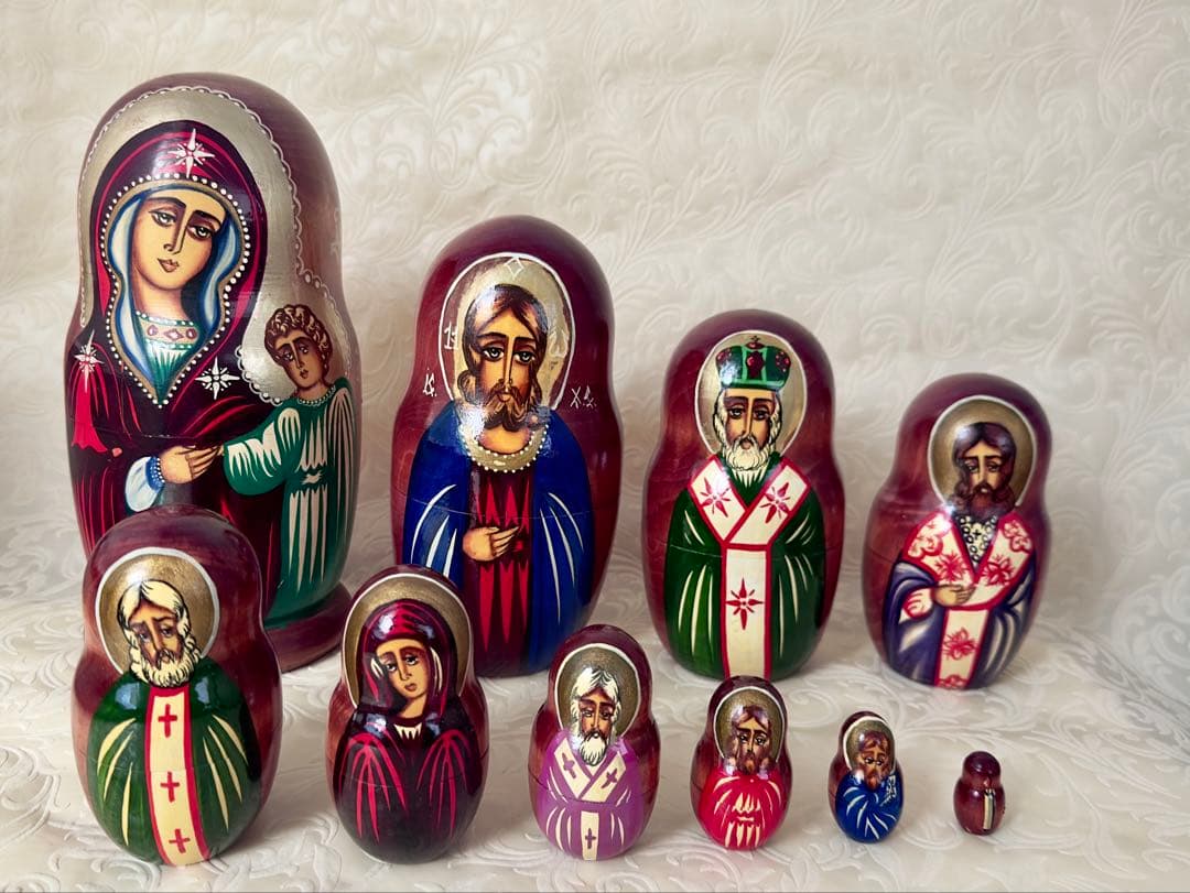 聖母子・聖人マトリョーシカ　10体　新品未使用　入手困難　稀少品　急遽値下げ！