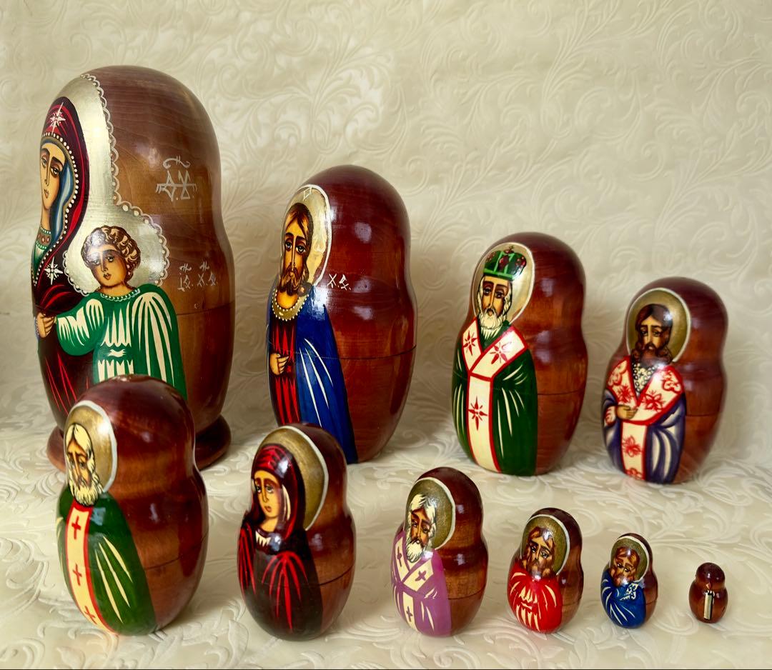 聖母子・聖人マトリョーシカ　10体　新品未使用　入手困難　稀少品　急遽値下げ！