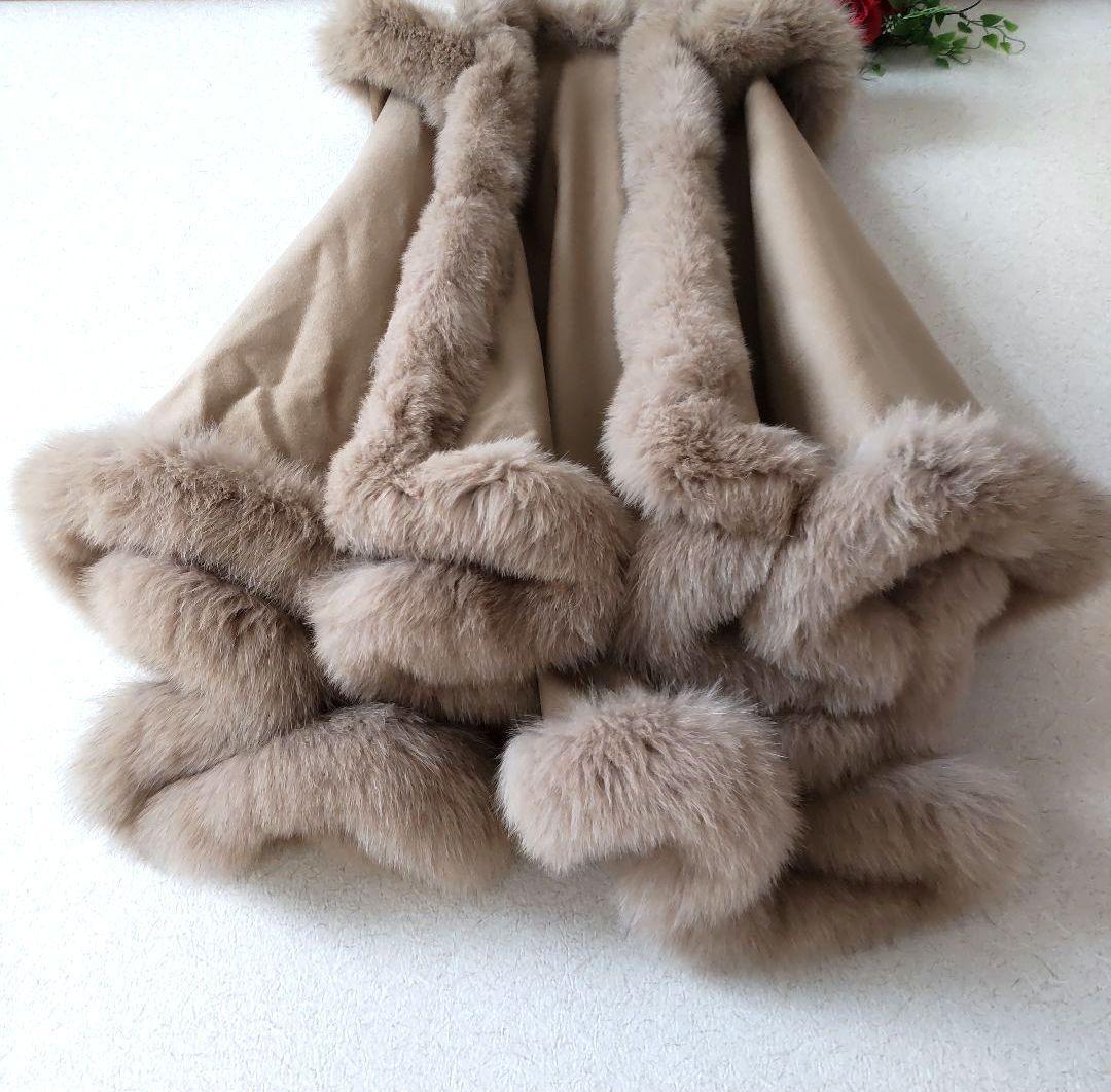 LORITTI ロリッティ　ポンチョ　カシミヤ　フォックス　フード付き　М