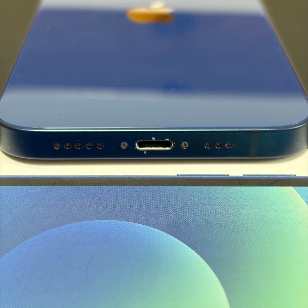 iPhone12 64GB バッテリー残量87% ブルー + 箱,充電ケーブル